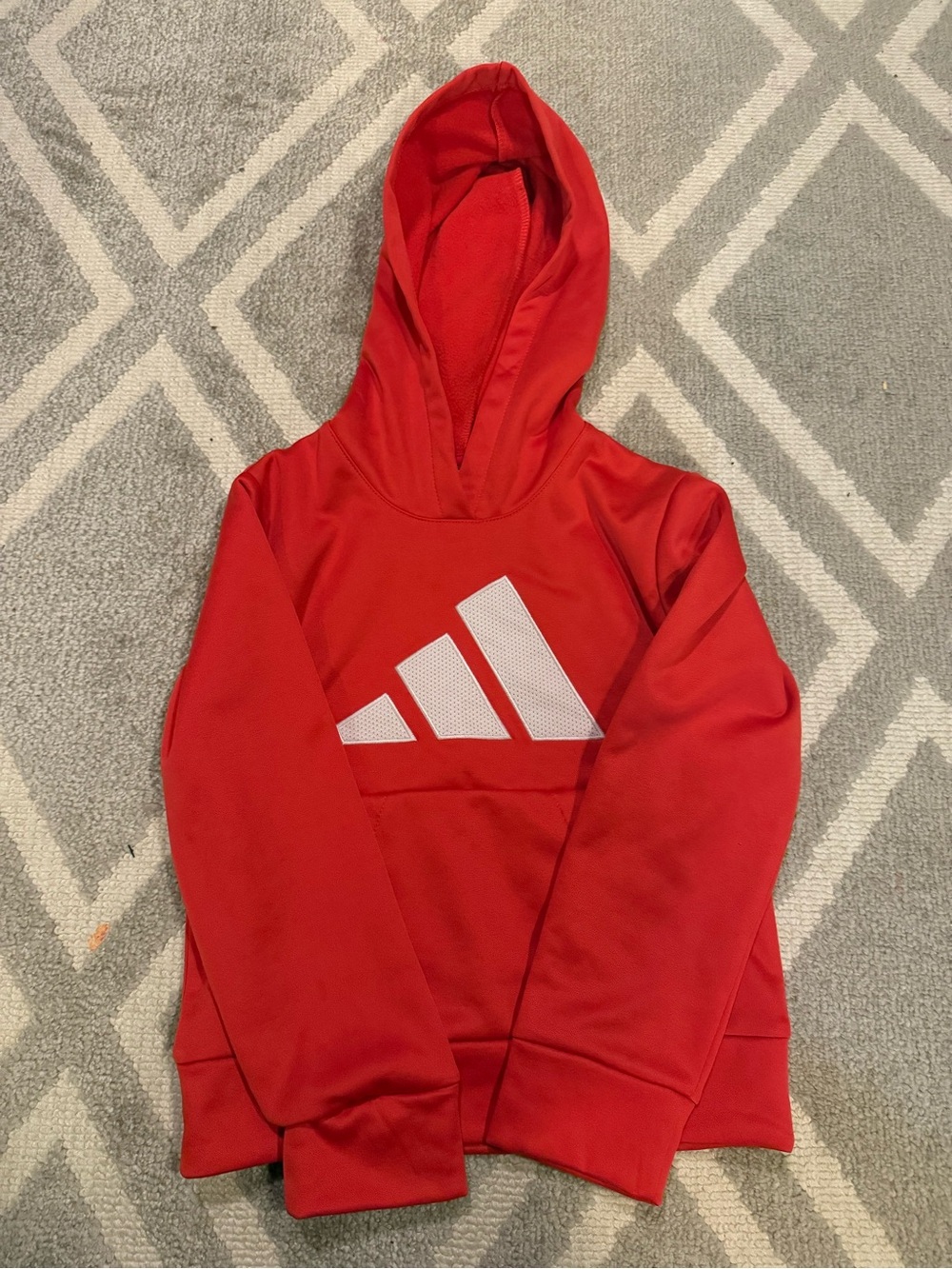 adidas Red Kids' Hooded Pullover with White Logo